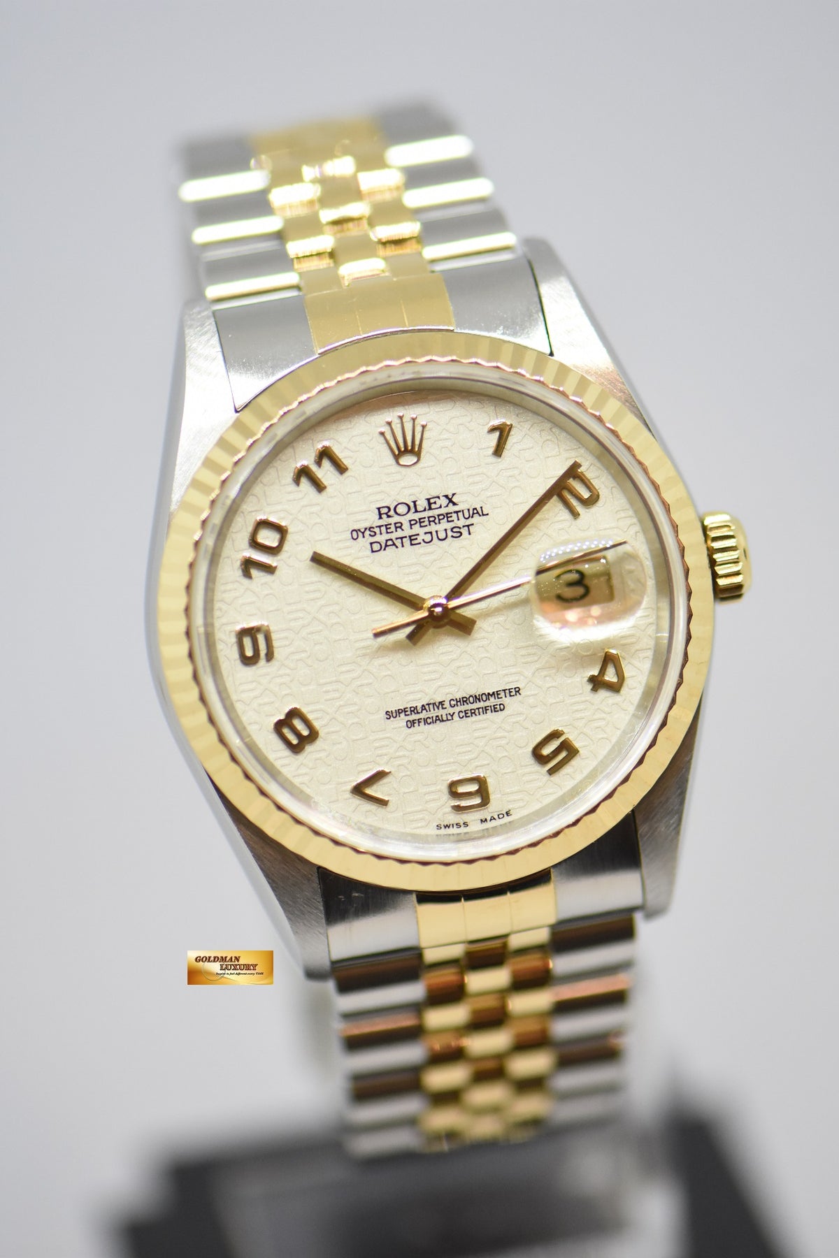 [SOLD] ROLEX OYSTER DATEJUST 36mm ARABIC NUMERAL COMPUTER DIAL HALF-GOLD JUBILEE BRACELET AUTOMATIC 16233 (MINT)