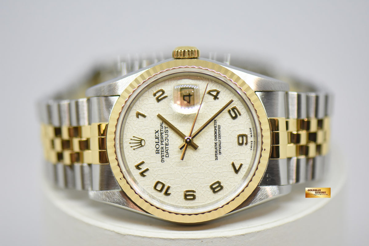 [SOLD] ROLEX OYSTER DATEJUST 36mm ARABIC NUMERAL COMPUTER DIAL HALF-GOLD JUBILEE BRACELET AUTOMATIC 16233 (MINT)