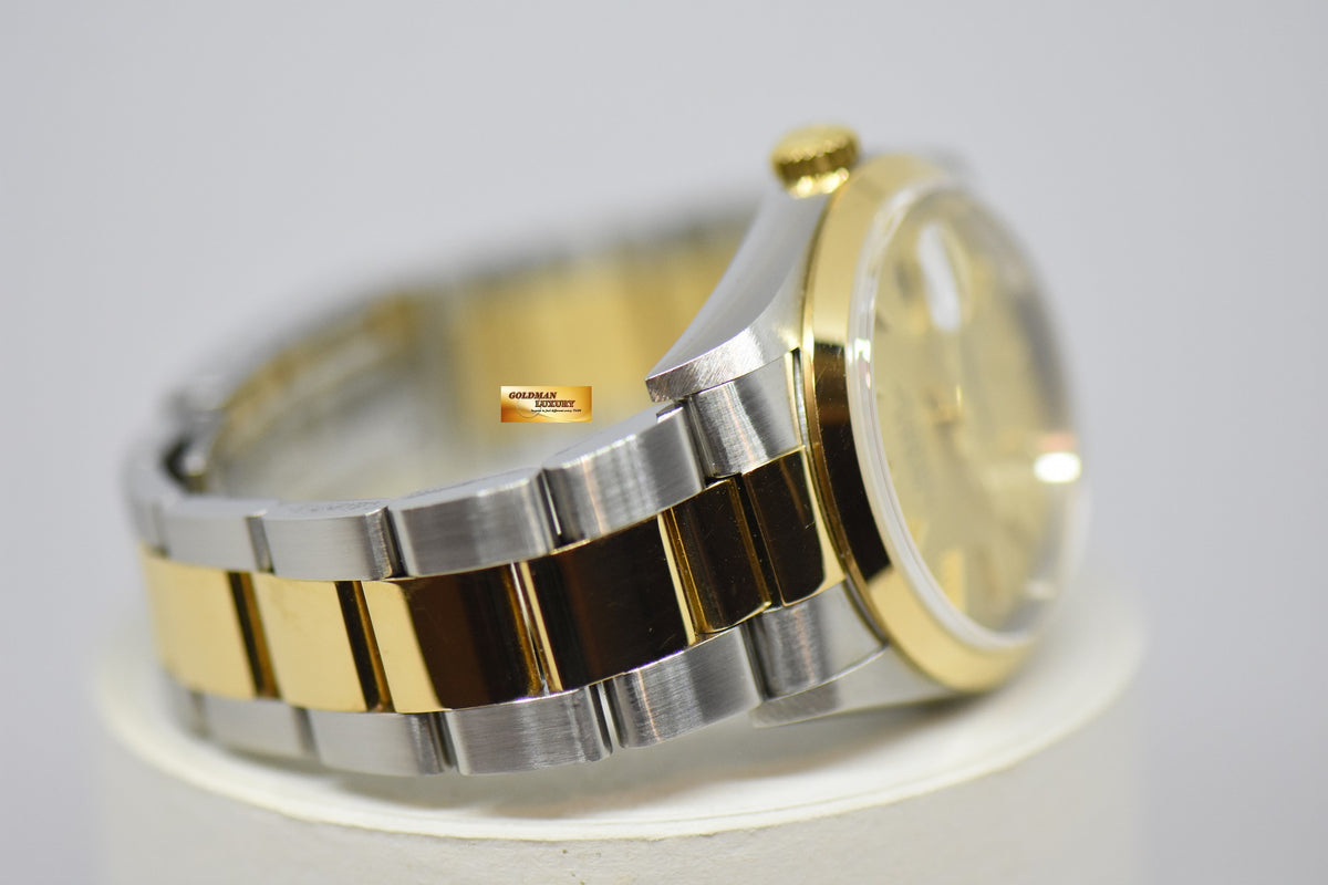 [SOLD] ROLEX OYSTER DATEJUST 36mm GOLD TAPESTRY DIAL HALF-GOLD OYSTER BRACELET AUTOMATIC 16203 (MINT)