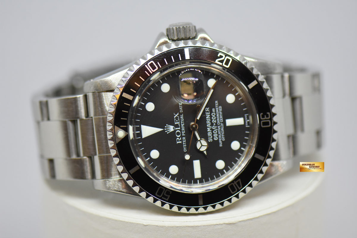 ROLEX OYSTER VINTAGE SUBMARINER 40mm STEEL IN BRACELET BLACK 1680 “SWISS” DIAL (SERVICED) (MINT)