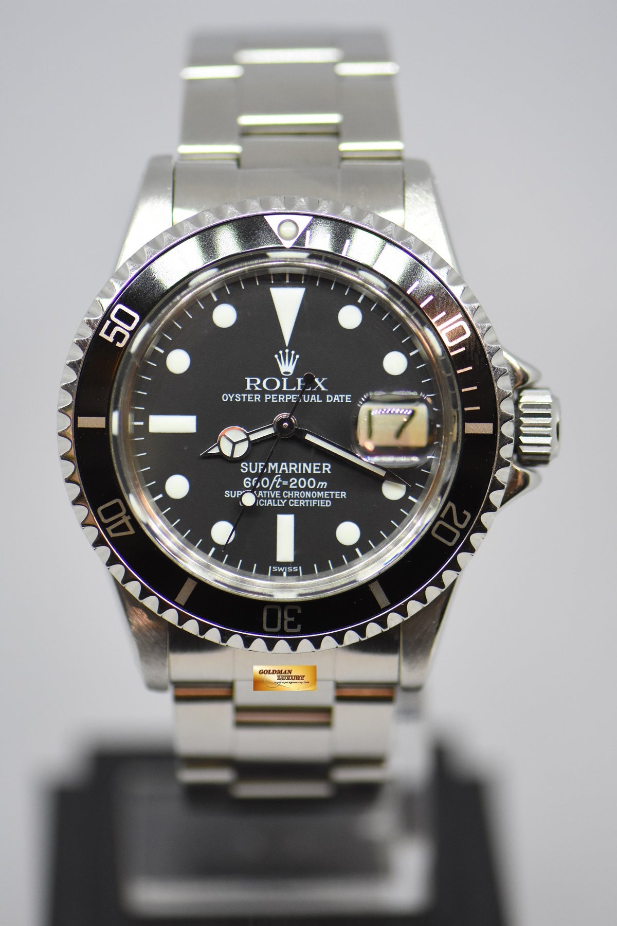 ROLEX OYSTER VINTAGE SUBMARINER 40mm STEEL IN BRACELET BLACK 1680 “SWISS” DIAL (SERVICED) (MINT)