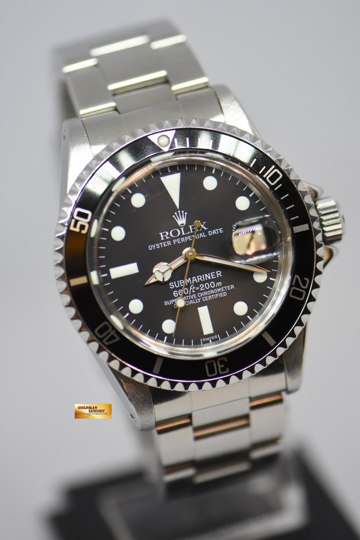 ROLEX OYSTER VINTAGE SUBMARINER 40mm STEEL IN BRACELET BLACK 1680 “SWISS” DIAL (SERVICED) (MINT)