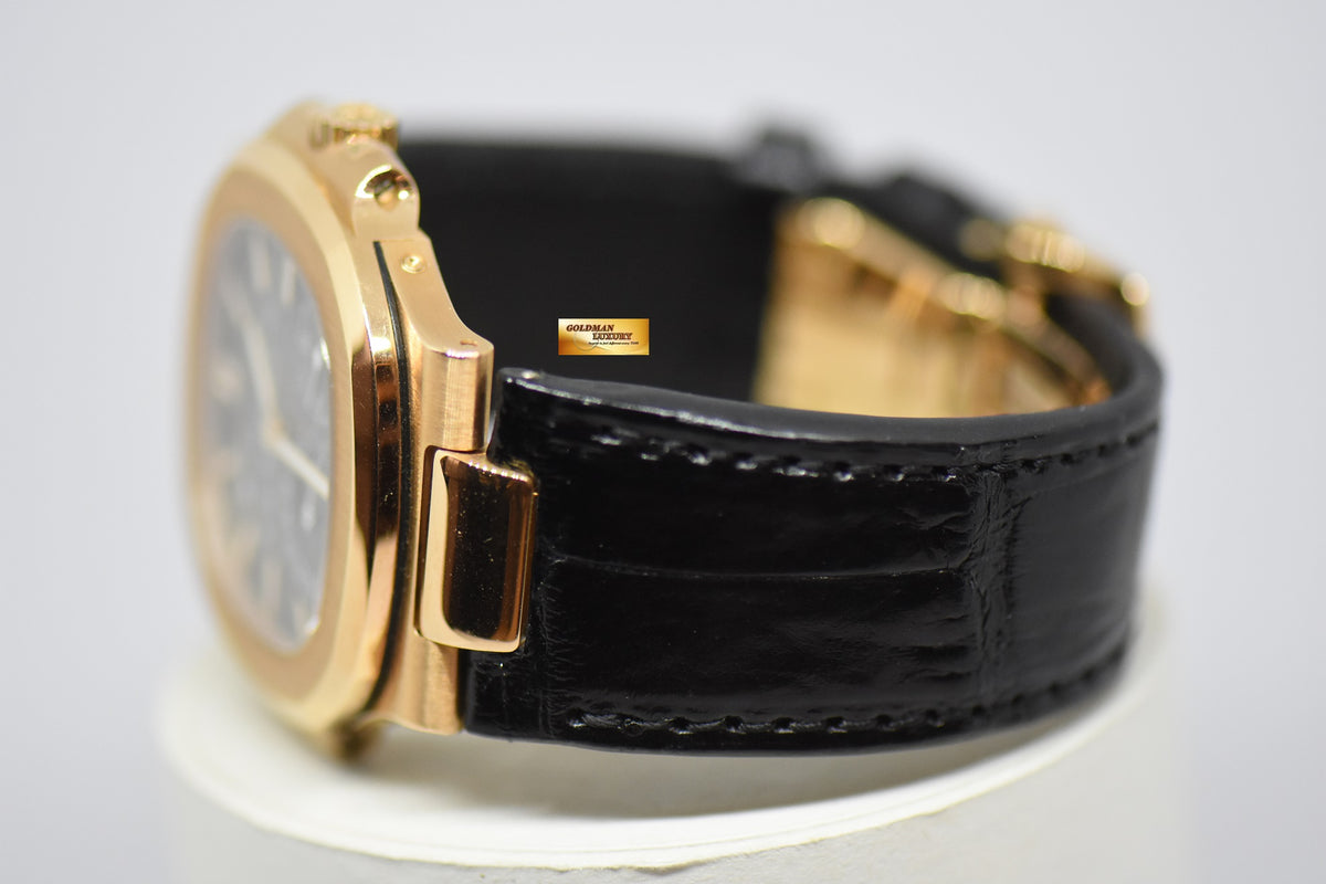 [SOLD] PATEK PHILIPPE NAUTILUS 18K ROSE GOLD IN LEATHER STRAP POWER RESERVE MOONPHASE 5712R (MINT)