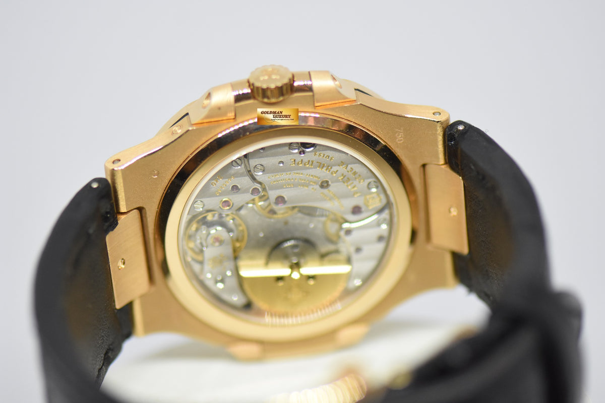 [SOLD] PATEK PHILIPPE NAUTILUS 18K ROSE GOLD IN LEATHER STRAP POWER RESERVE MOONPHASE 5712R (MINT)