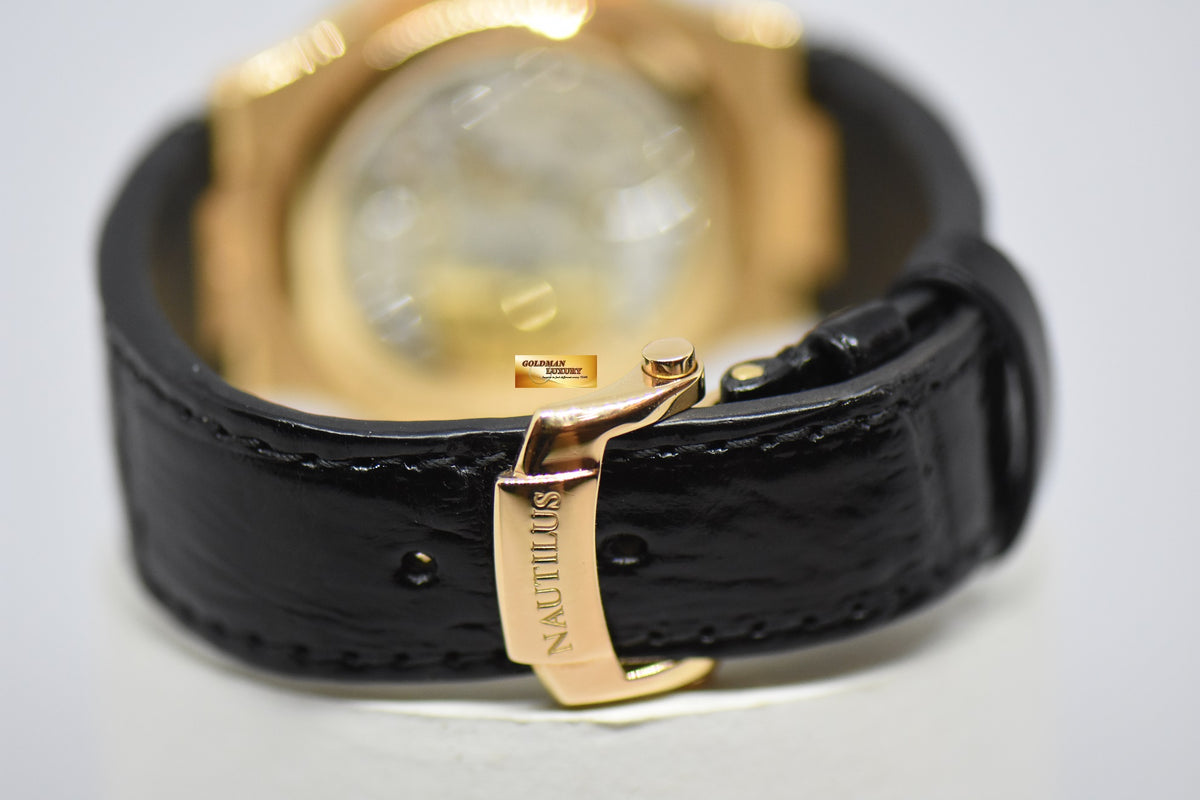 [SOLD] PATEK PHILIPPE NAUTILUS 18K ROSE GOLD IN LEATHER STRAP POWER RESERVE MOONPHASE 5712R (MINT)