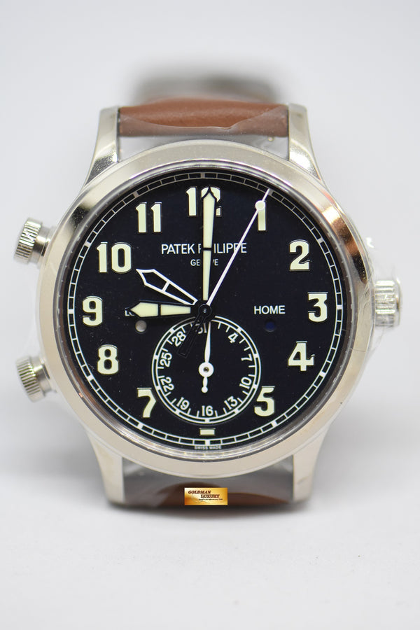 [SOLD] PATEK PHILIPPE PILOT 42mm TRAVEL TIME WHITE GOLD IN LEATHER STRAP 5524G (NEW-UNWORN)