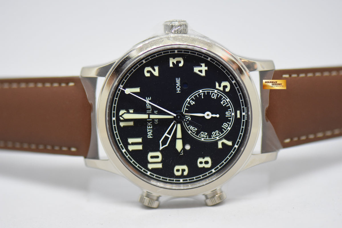 [SOLD] PATEK PHILIPPE PILOT 42mm TRAVEL TIME WHITE GOLD IN LEATHER STRAP 5524G (NEW-UNWORN)