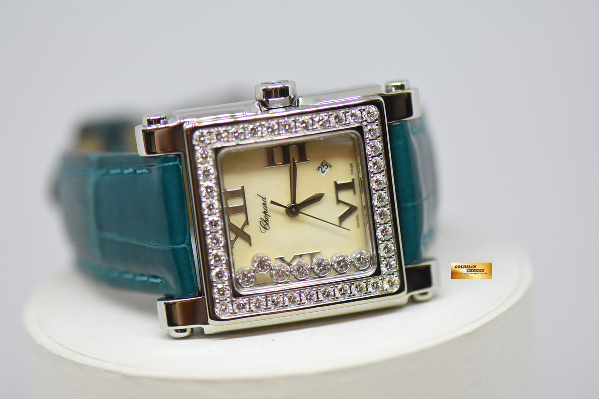 [SOLD] CHOPARD HAPPY SPORTS ORIGINAL DIAMONDS MOP DIAL LADIES STEEL IN LEATHER STRAP QUARTZ 27/8504 (MINT)