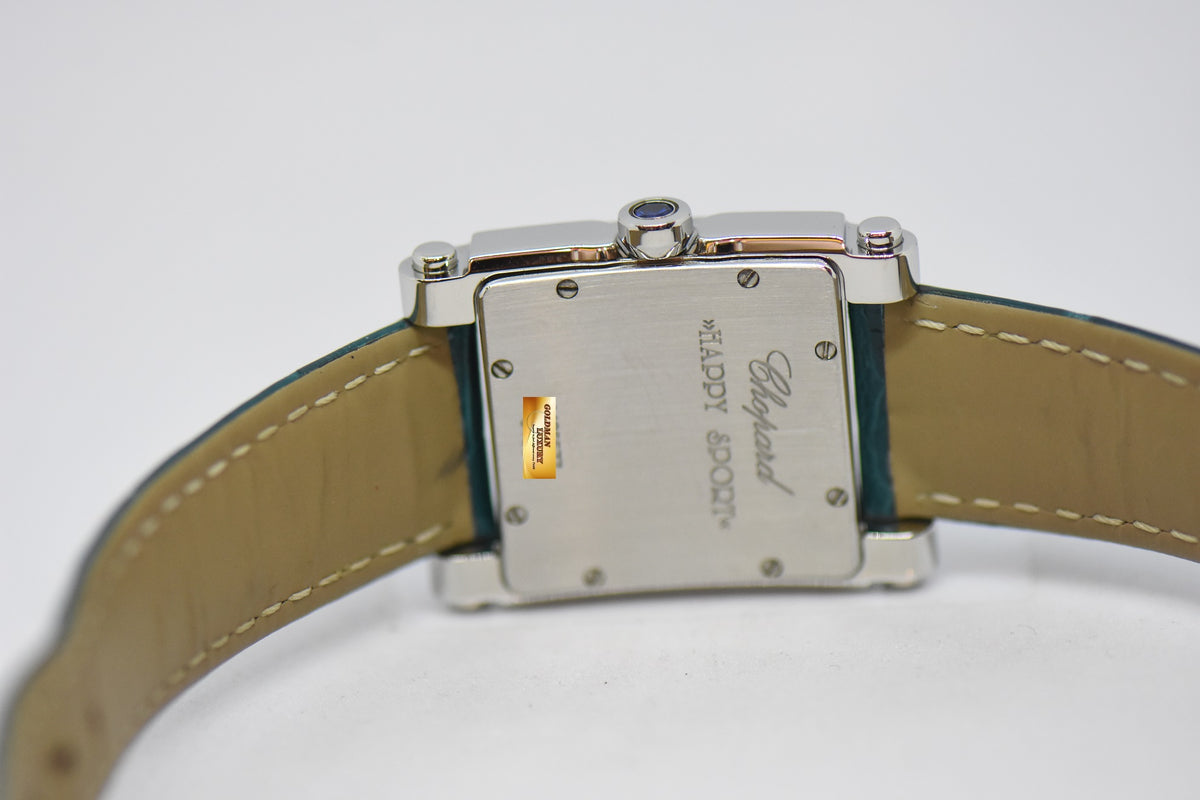 [SOLD] CHOPARD HAPPY SPORTS ORIGINAL DIAMONDS MOP DIAL LADIES STEEL IN LEATHER STRAP QUARTZ 27/8504 (MINT)