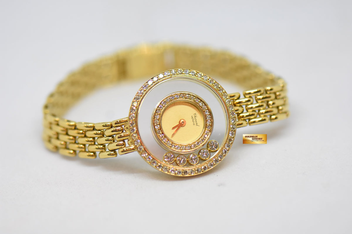 [SOLD] CHOPARD HAPPY DIAMONDS LADIES YELLOW GOLD QUARTZ 20/4879 (MINT)