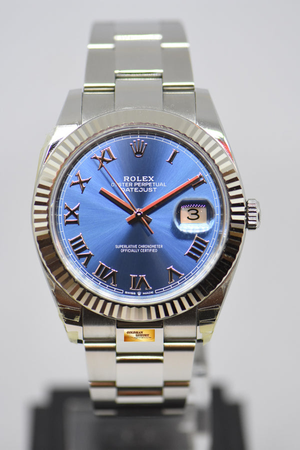 [SOLD] ROLEX OYSTER PERPETUAL DATEJUST 41mm BLUE ROMAN DIAL STEEL IN OYSTER BRACELET 126334 (STICKERS INTACT) (UNPOLISHED SET)