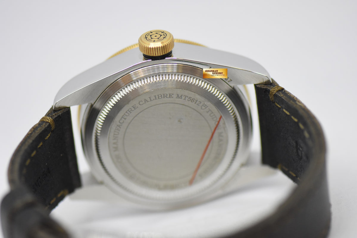 [SOLD] TUDOR BLACK BAY 41mm HALF-GOLD IN LEATHER STRAP AUTOMATIC BLACK 79733N (MINT)