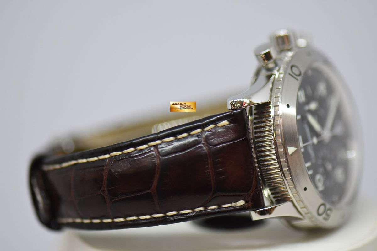 [SOLD] BREGUET TRANSATLANTIQUE TYPE XX CHRONOGRAPH 39mm STEEL IN LEATHER STRAP AUTOMATIC BLACK 3820ST (MINT)