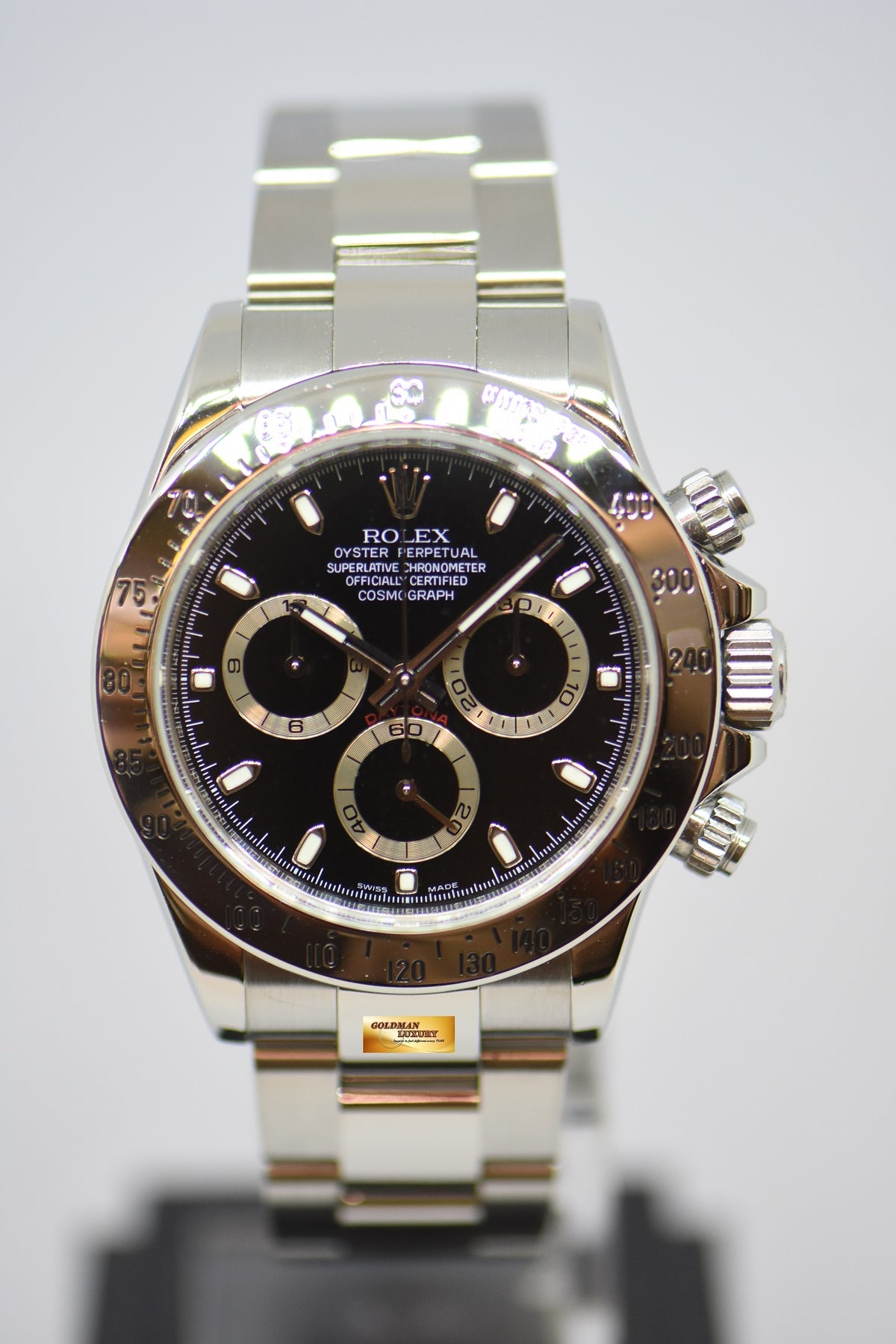 [SOLD] ROLEX OYSTER PERPETUAL DAYTONA CHRONOGRAPH 40mm STEEL IN BRACELET BLACK DIAL 116520 (MINT)