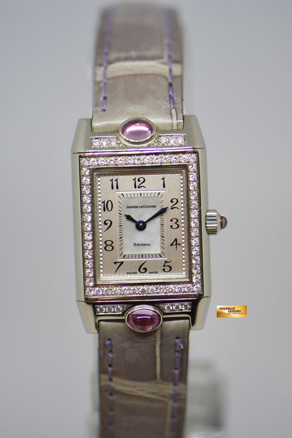 [SOLD] JLC REVERSO JOAILLERIE CABOCHONS LADIES 18K WHITE GOLD DIAMONDS MANUAL WINDING Q2623402 (MINT)
