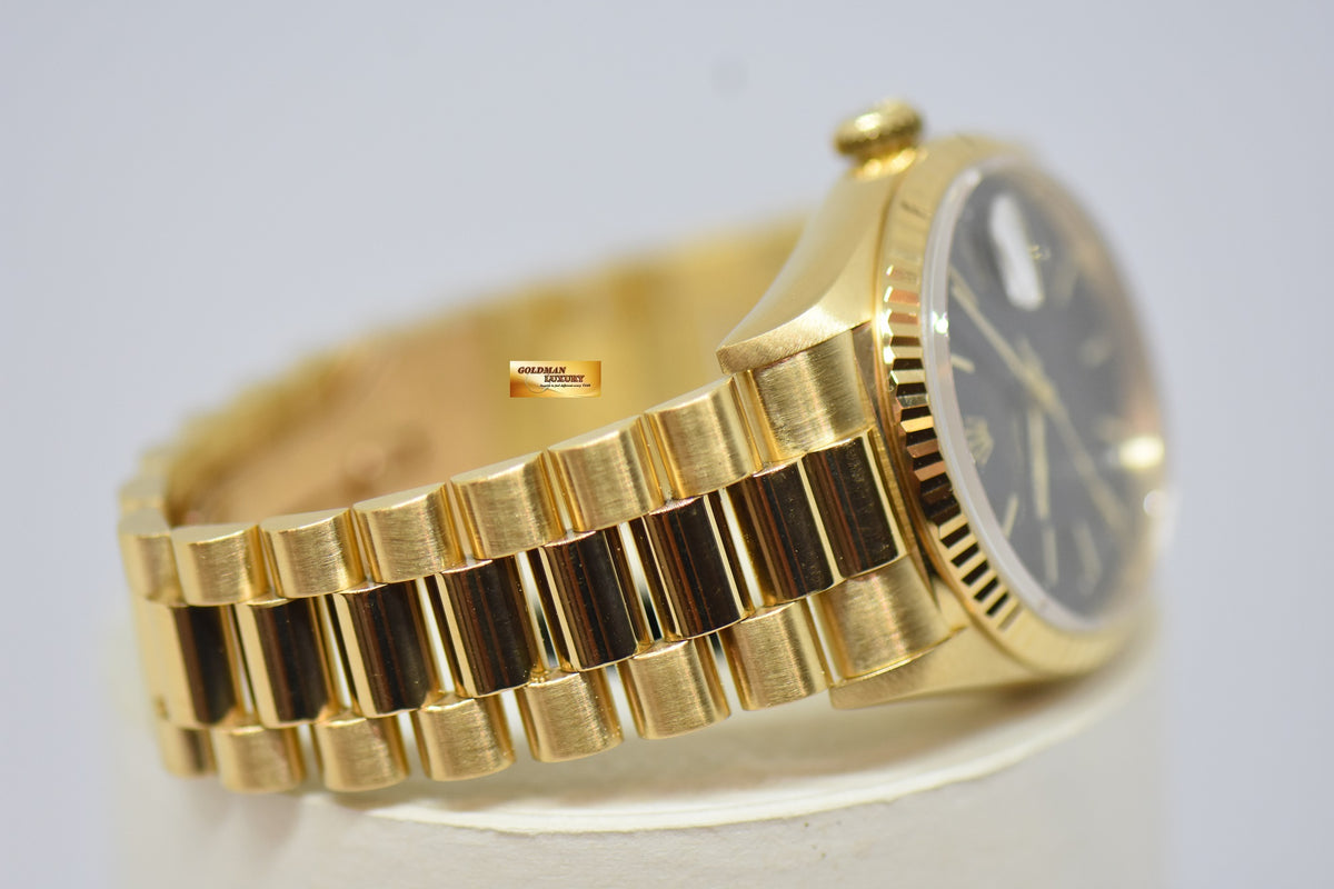 [SOLD] ROLEX OYSTER 36mm DAY-DATE PRESIDENT YELLOW GOLD BLACK DIAL AUTOMATIC 18238 (DOUBLE-QUICKSET DAY-DATE) (MINT)