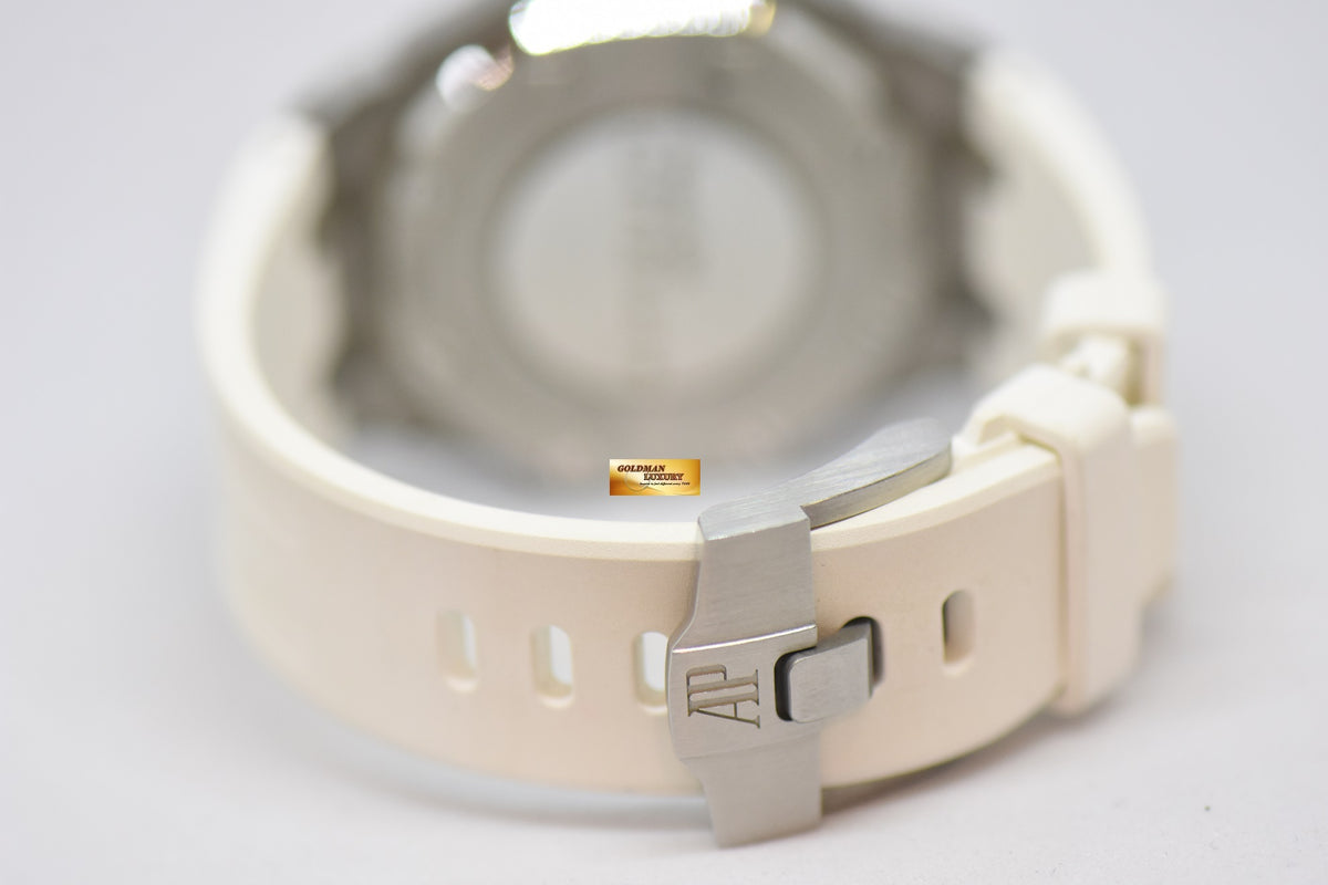 [SOLD] AUDEMARS PIGUET ROYAL OAK OFFSHORE LADIES 37mm DIAMOND RUBBER BEZEL WHITE QUARTZ 67540SK (MINT)