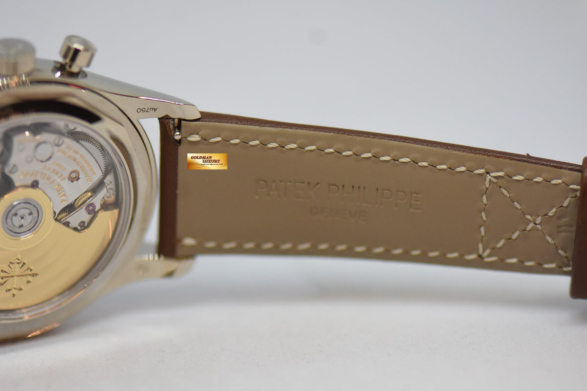 [SOLD] PATEK PHILIPPE ANNUAL CALENDAR FLYBACK CHRONOGRAPH WHITE GOLD IN LEATHER STRAP BLUE DIAL AUTOMATIC 5960G (NEW-UNWORN)