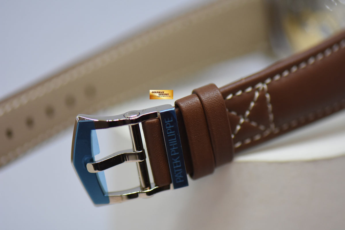 [SOLD] PATEK PHILIPPE ANNUAL CALENDAR FLYBACK CHRONOGRAPH WHITE GOLD IN LEATHER STRAP BLUE DIAL AUTOMATIC 5960G (NEW-UNWORN)