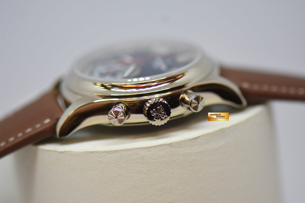 [SOLD] PATEK PHILIPPE ANNUAL CALENDAR FLYBACK CHRONOGRAPH WHITE GOLD IN LEATHER STRAP BLUE DIAL AUTOMATIC 5960G (NEW-UNWORN)