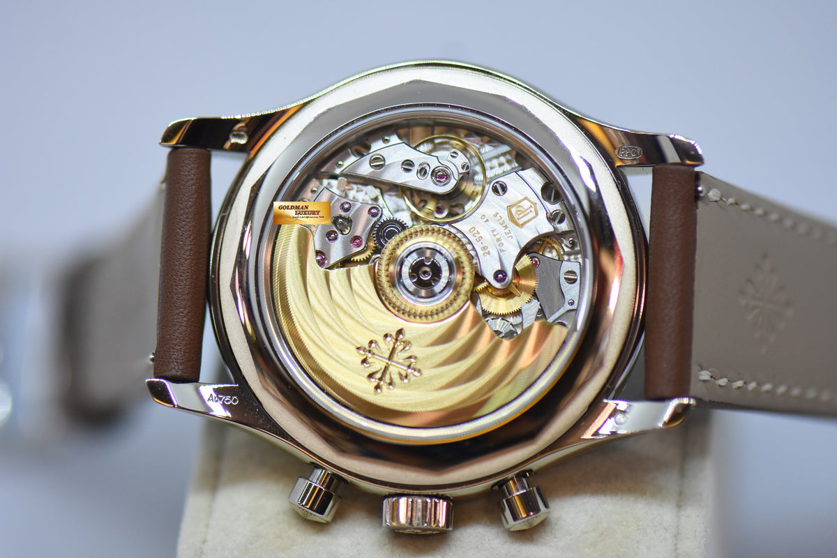 [SOLD] PATEK PHILIPPE ANNUAL CALENDAR FLYBACK CHRONOGRAPH WHITE GOLD IN LEATHER STRAP BLUE DIAL AUTOMATIC 5960G (NEW-UNWORN)