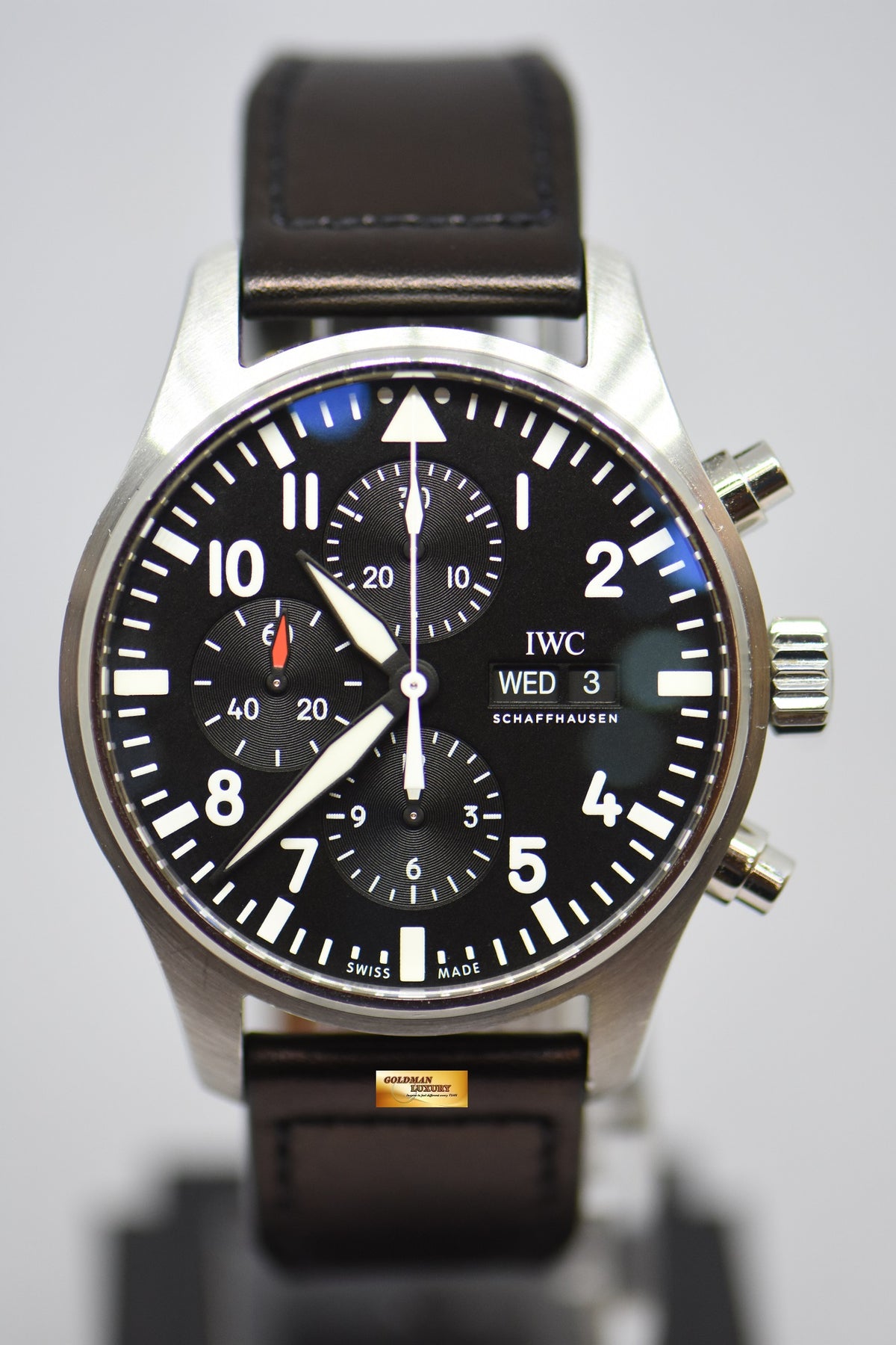 [SOLD] IWC PILOT MEN’S CHRONOGRAPH 43mm DAY-DATE AUTOMATIC IW3777-09 (MINT)