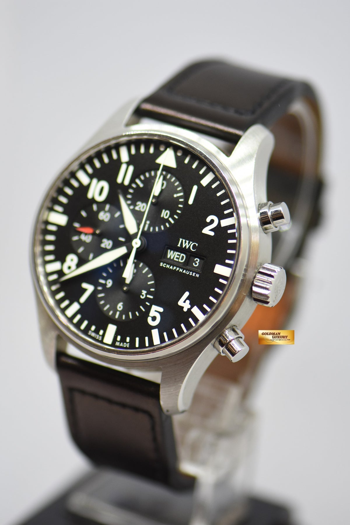 [SOLD] IWC PILOT MEN’S CHRONOGRAPH 43mm DAY-DATE AUTOMATIC IW3777-09 (MINT)