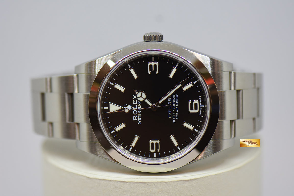 [SOLD] ROLEX OYSTER PERPETUAL EXPLORER 39mm STEEL IN BRACELET BLACK 214270 (MINT)