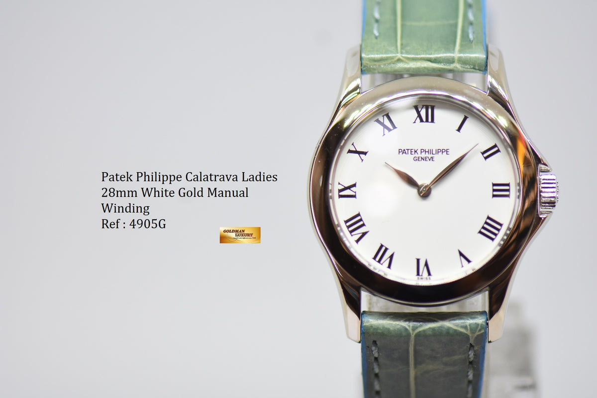 [SOLD] PATEK PHILIPPE CALATRAVA LADY 28mm WHITE GOLD MANUAL WINDING 4905G (NEAR MINT)