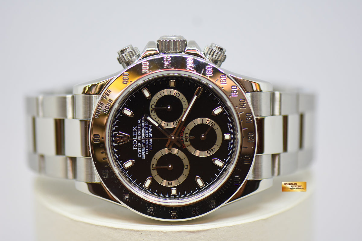 [SOLD] ROLEX OYSTER PERPETUAL DAYTONA CHRONOGRAPH 40mm STEEL IN BRACELET BLACK DIAL 116520 (MINT)