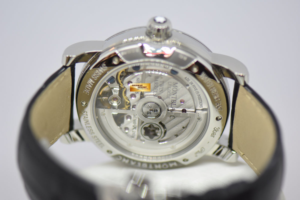 [SOLD] MONT BLANC NICOLAS RIEUSSEC STEEL IN LEATHER MONOPUSHER CHRONOGRAPH WITH HOMETIME AUTOMATIC (NEAR MINT)