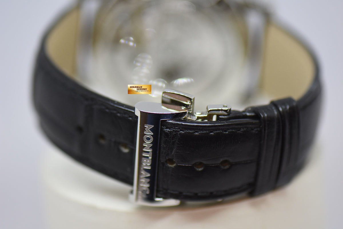 [SOLD] MONT BLANC NICOLAS RIEUSSEC STEEL IN LEATHER MONOPUSHER CHRONOGRAPH WITH HOMETIME AUTOMATIC (NEAR MINT)