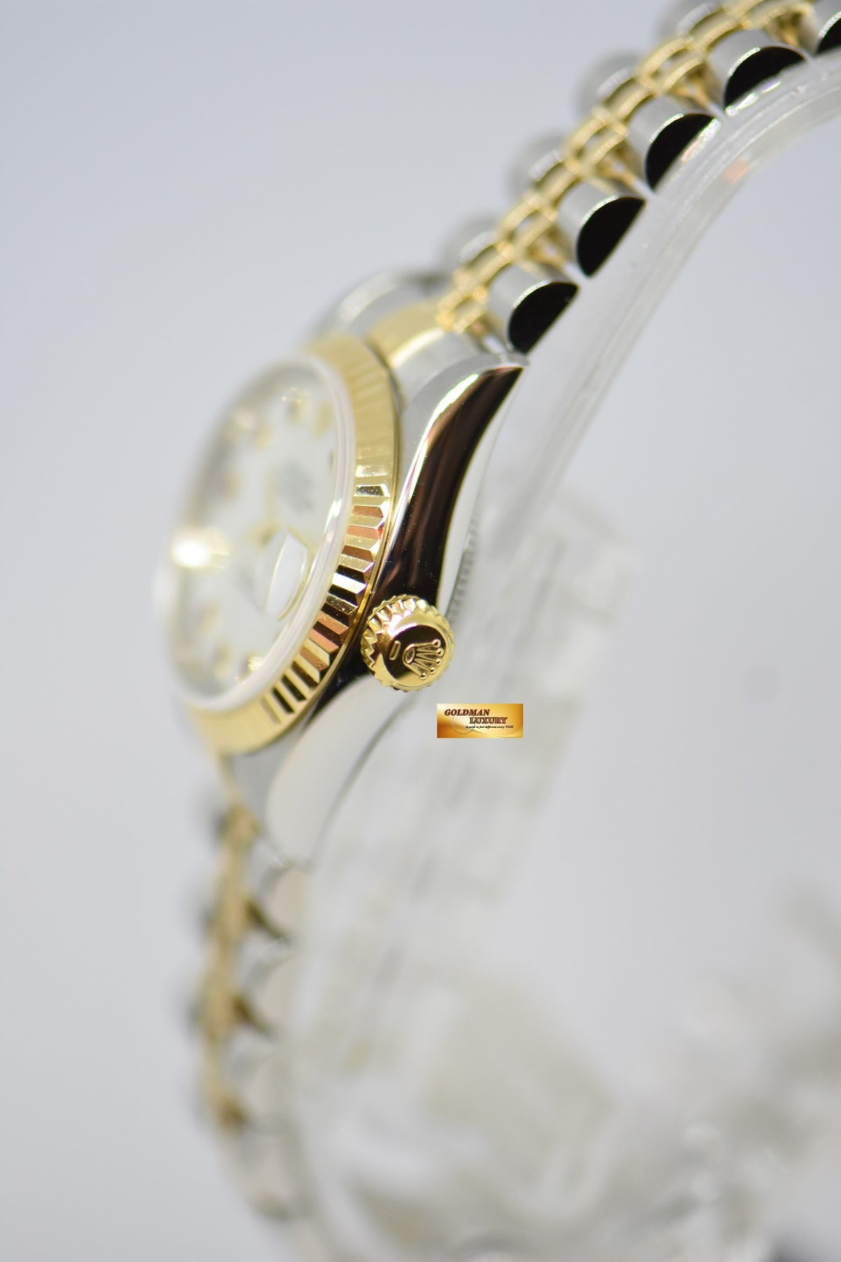 [SOLD] ROLEX OYSTER PERPETUAL DATEJUST 26mm MOP RED RUBY MARKERS DIAL HALF GOLD IN JUBILEE BRACELET 79173 (MINT)