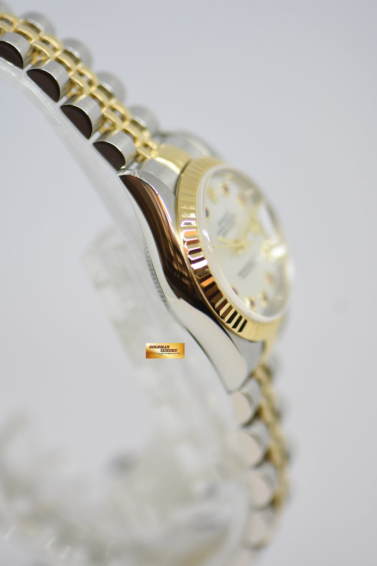 [SOLD] ROLEX OYSTER PERPETUAL DATEJUST 26mm MOP RED RUBY MARKERS DIAL HALF GOLD IN JUBILEE BRACELET 79173 (MINT)