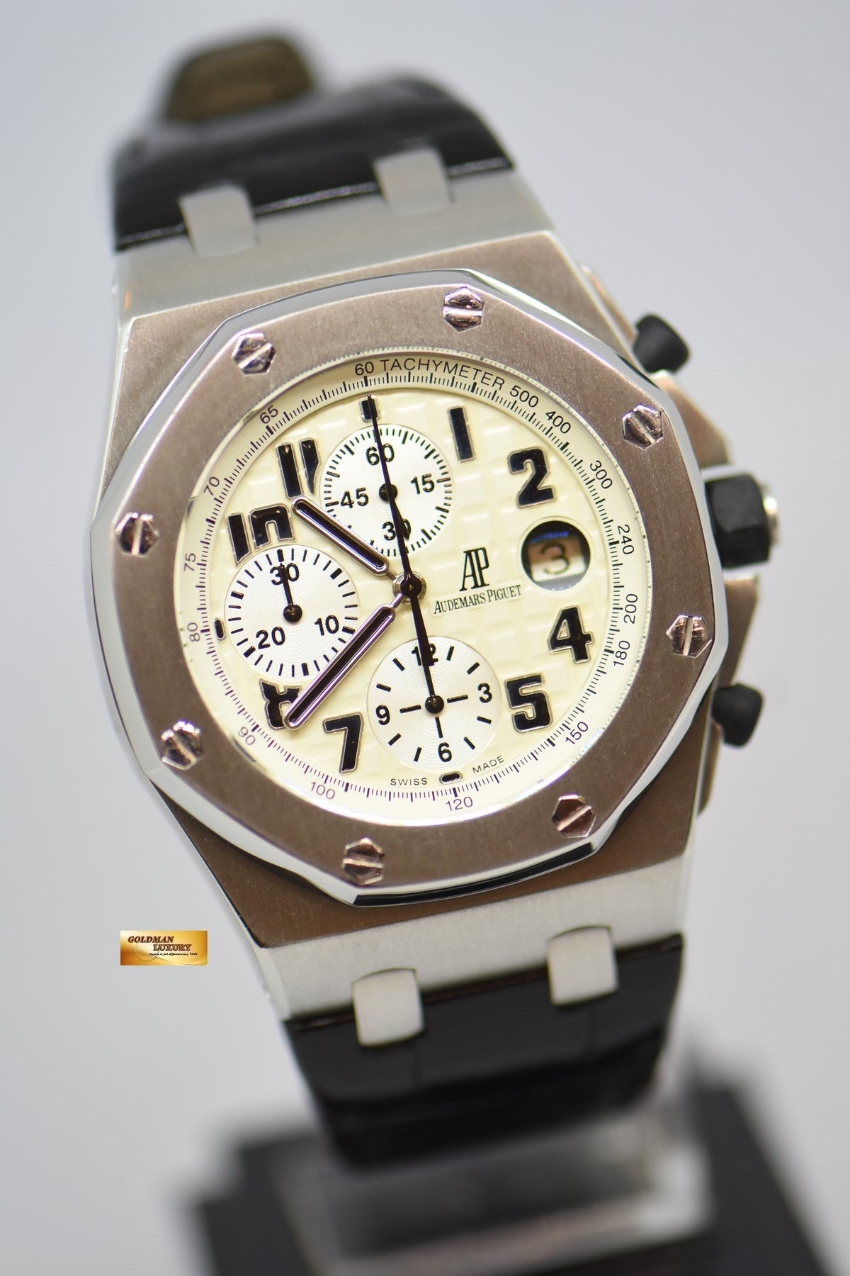[SOLD] AUDEMARS PIGUET ROYAL OAK OFFSHORE SAFARI CHRONOGRAPH 42mm STEEL IN LEATHER STRAP AUTOMATIC 26020ST (MINT)