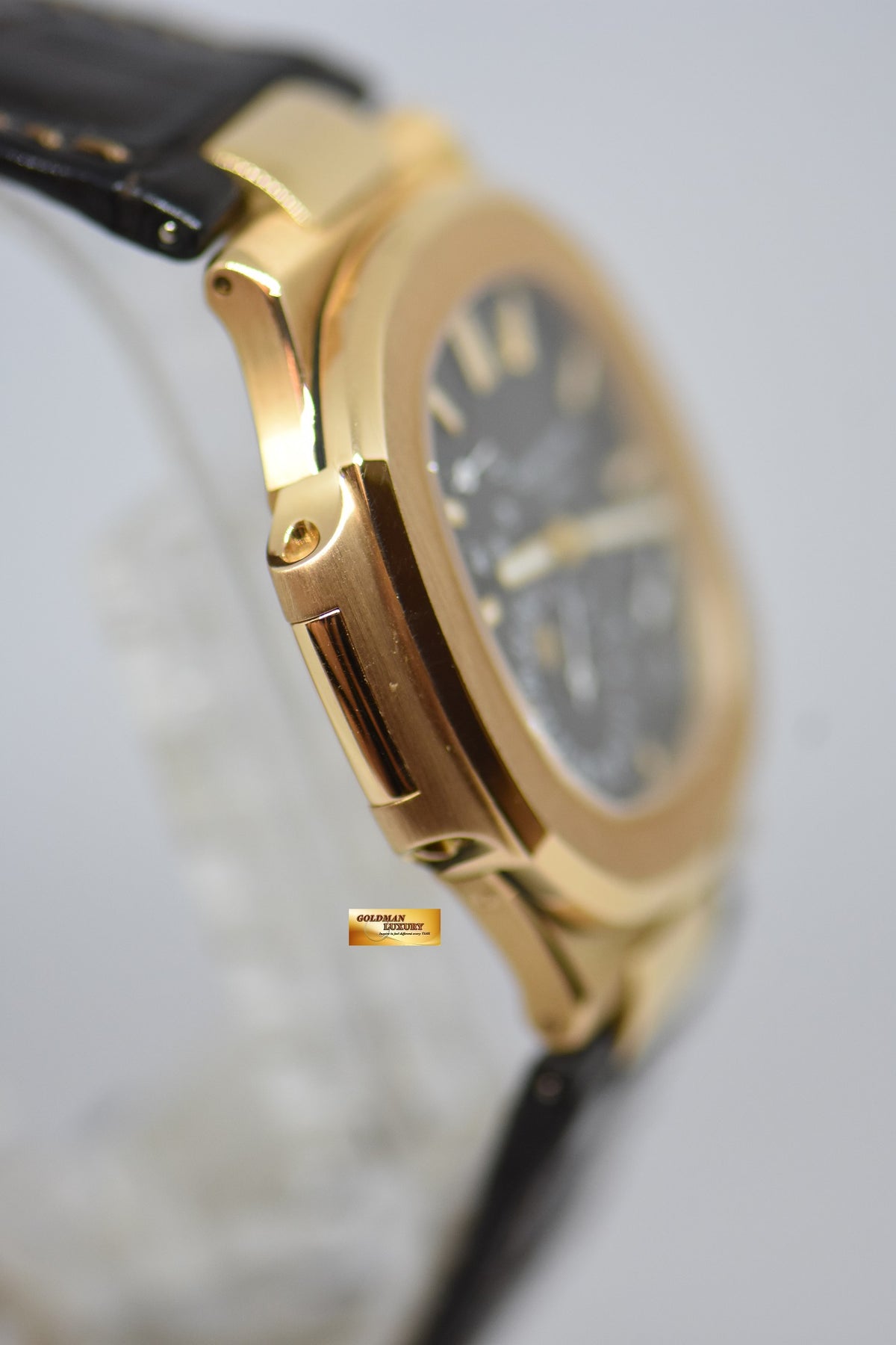 [SOLD] PATEK PHILIPPE NAUTILUS 40mm 18K ROSE GOLD IN LEATHER STRAP POWER RESERVE MOONPHASE COMPLICATION AUTOMATIC 5712R (MINT)