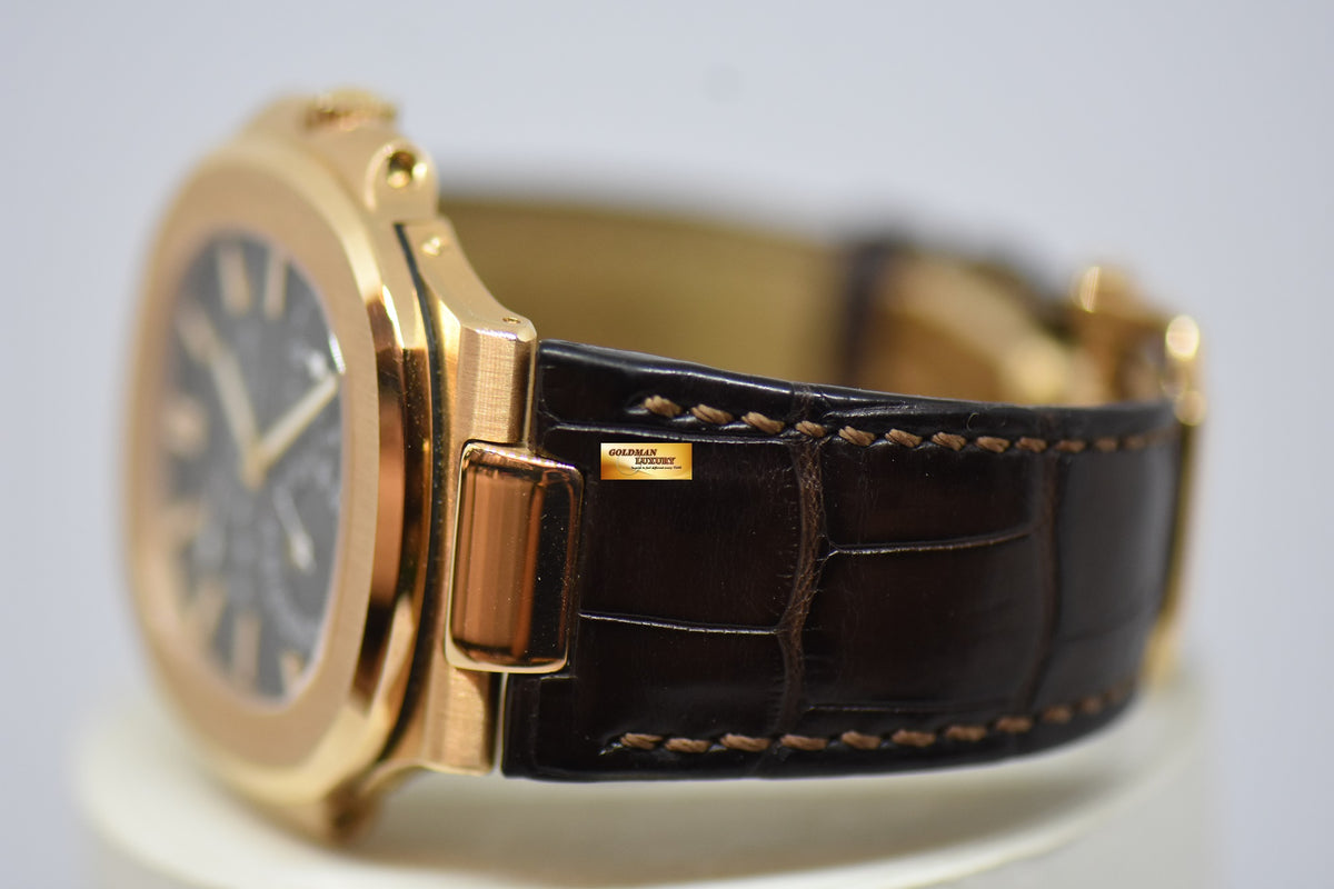 [SOLD] PATEK PHILIPPE NAUTILUS 40mm 18K ROSE GOLD IN LEATHER STRAP POWER RESERVE MOONPHASE COMPLICATION AUTOMATIC 5712R (MINT)