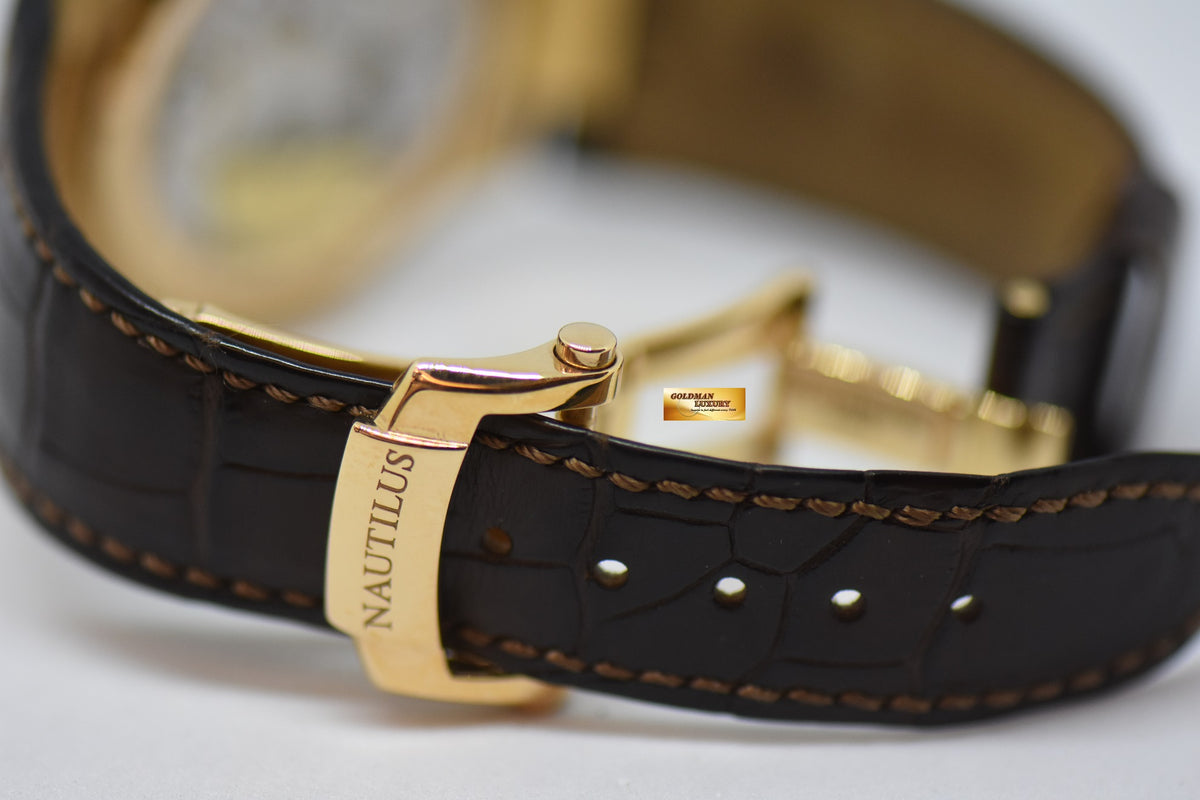 [SOLD] PATEK PHILIPPE NAUTILUS 40mm 18K ROSE GOLD IN LEATHER STRAP POWER RESERVE MOONPHASE COMPLICATION AUTOMATIC 5712R (MINT)