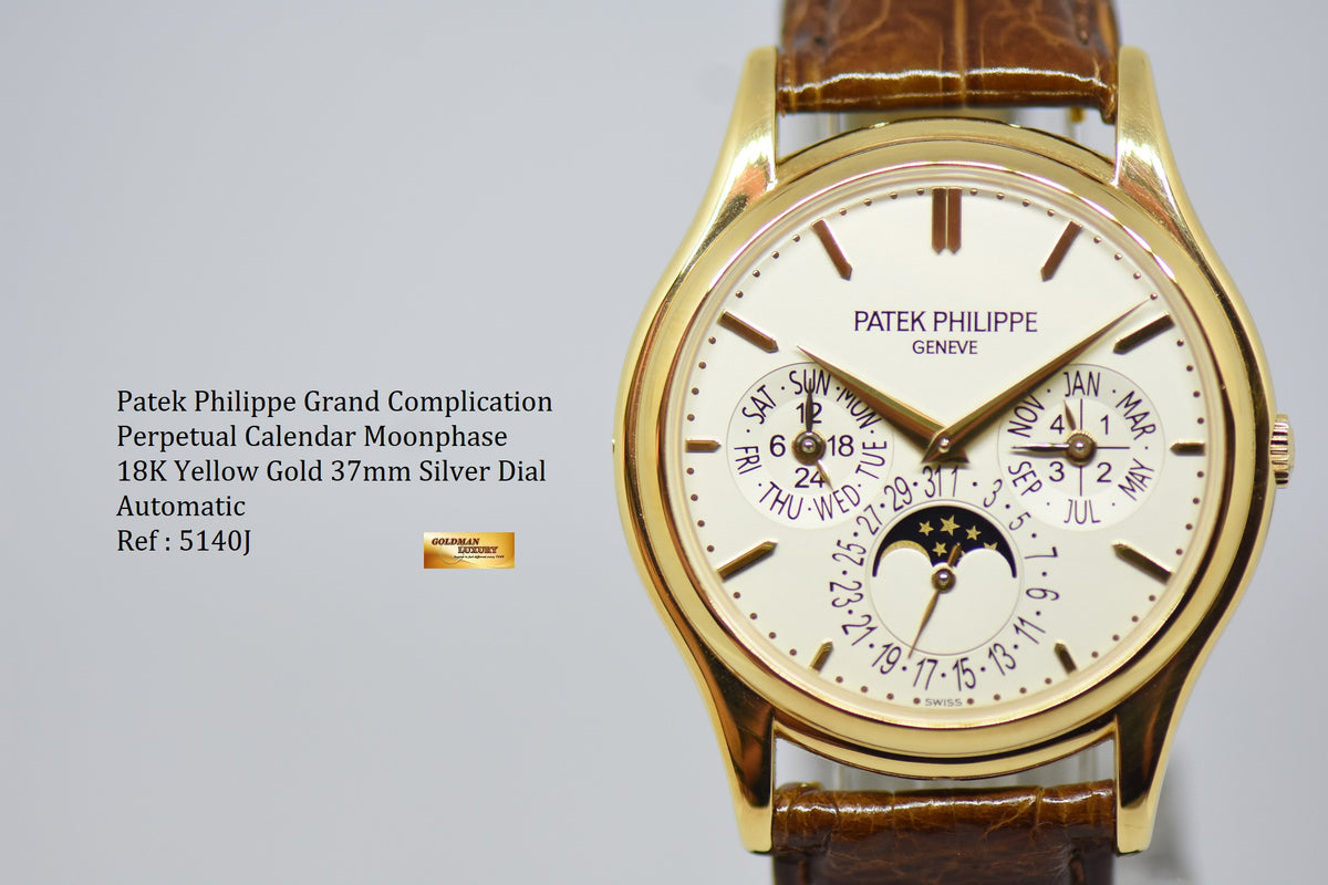 [SOLD] PATEK PHILIPPE PERPETUAL CALENDAR MOONPHASE 37mm 18K YELLOW GOLD 5140J (MINT)