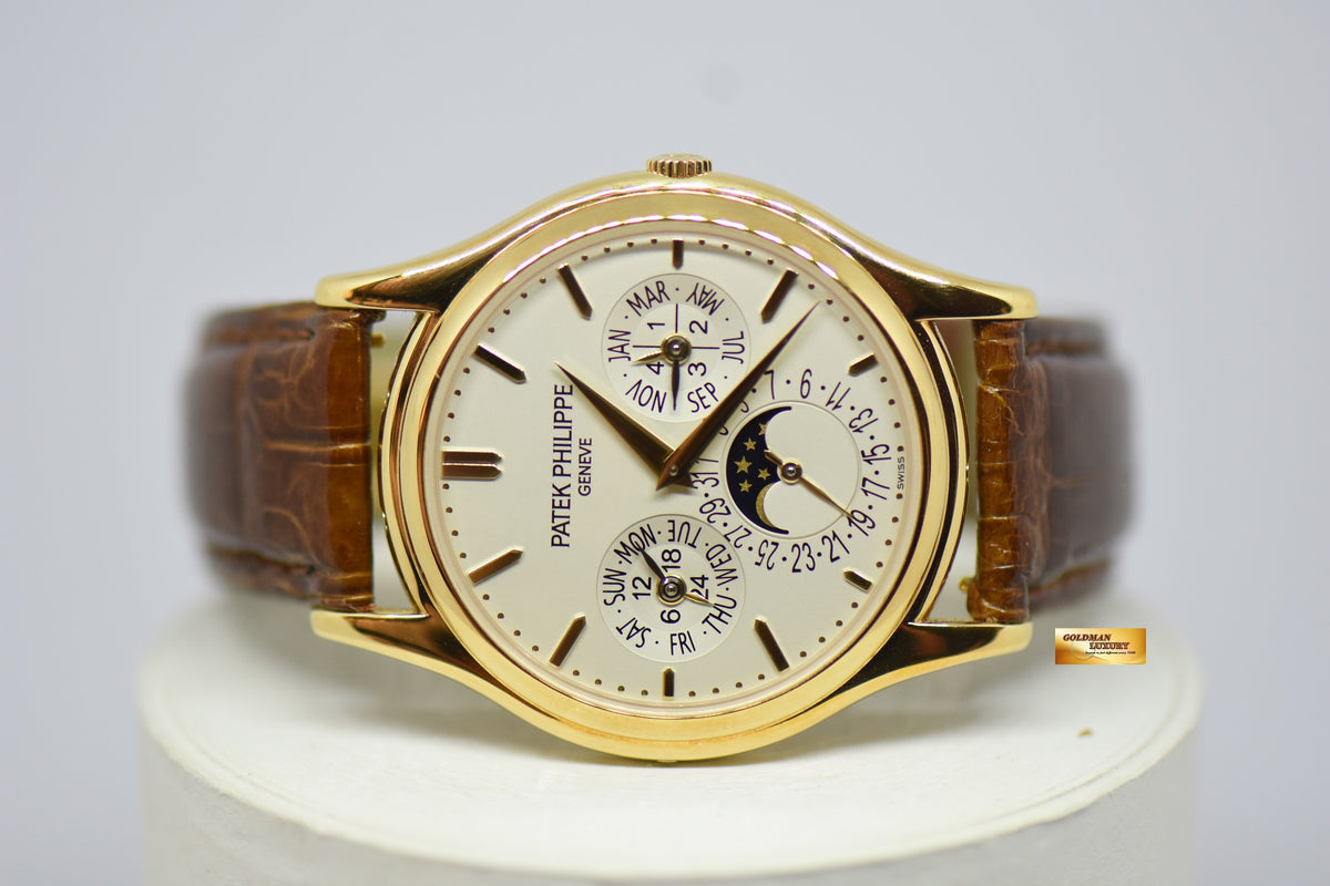 [SOLD] PATEK PHILIPPE PERPETUAL CALENDAR MOONPHASE 37mm 18K YELLOW GOLD 5140J (MINT)