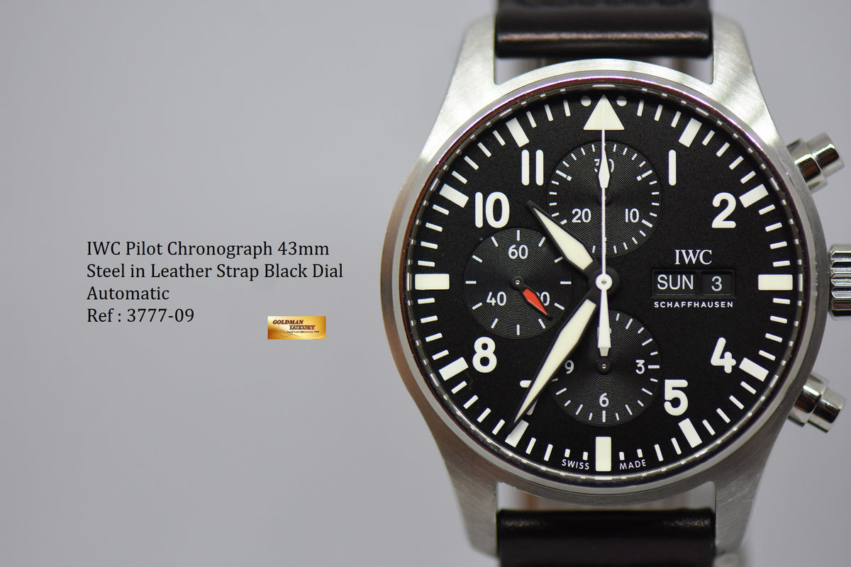 [SOLD] IWC PILOT MEN’S CHRONOGRAPH 43mm DAY-DATE AUTOMATIC IW3777-09 (MINT)