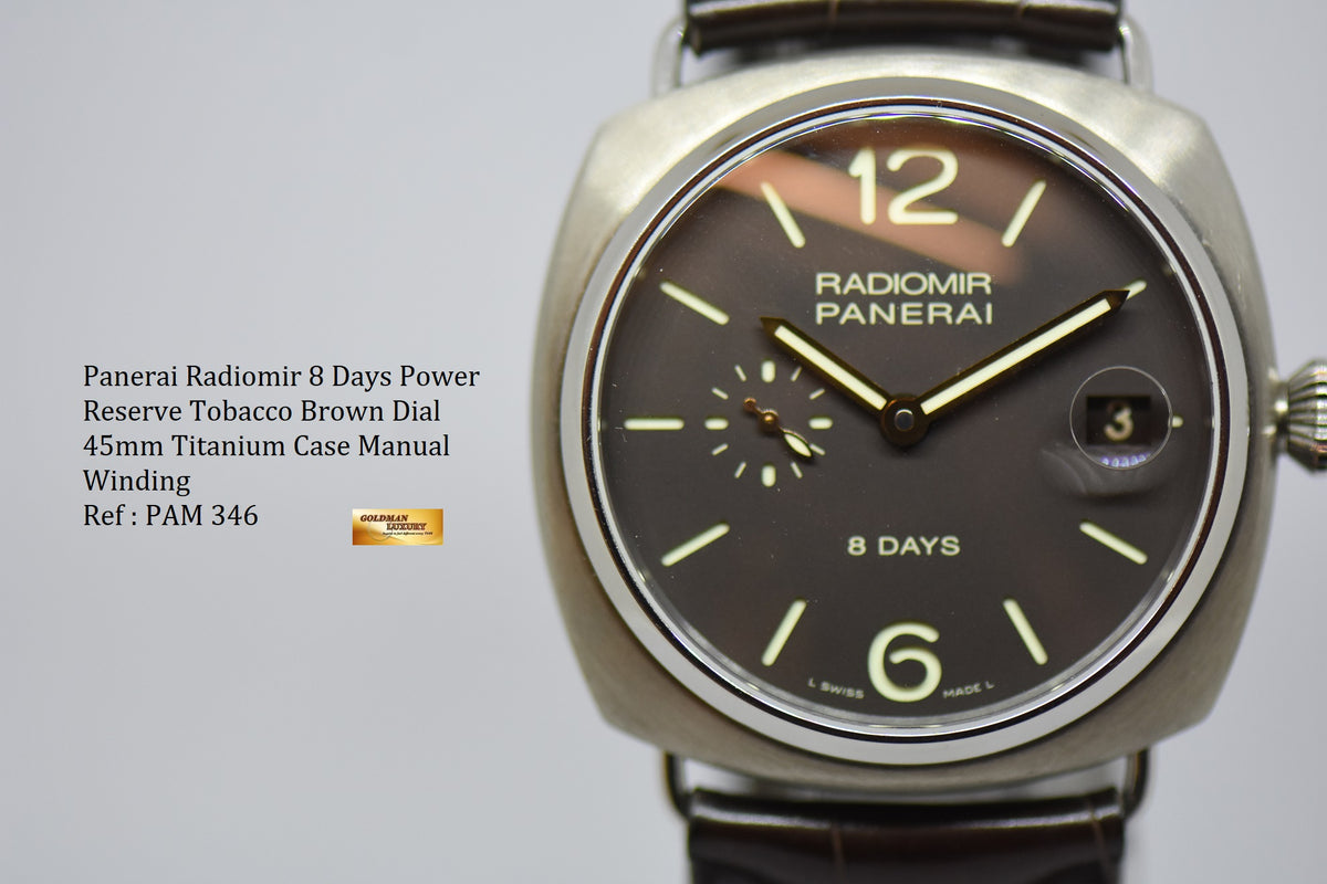 [SOLD] PANERAI RADIOMIR 45mm TITANIUM 8 DAYS POWER RESERVE TOBACCO BROWN DIAL MANUAL WINDING PAM 346 (MINT)