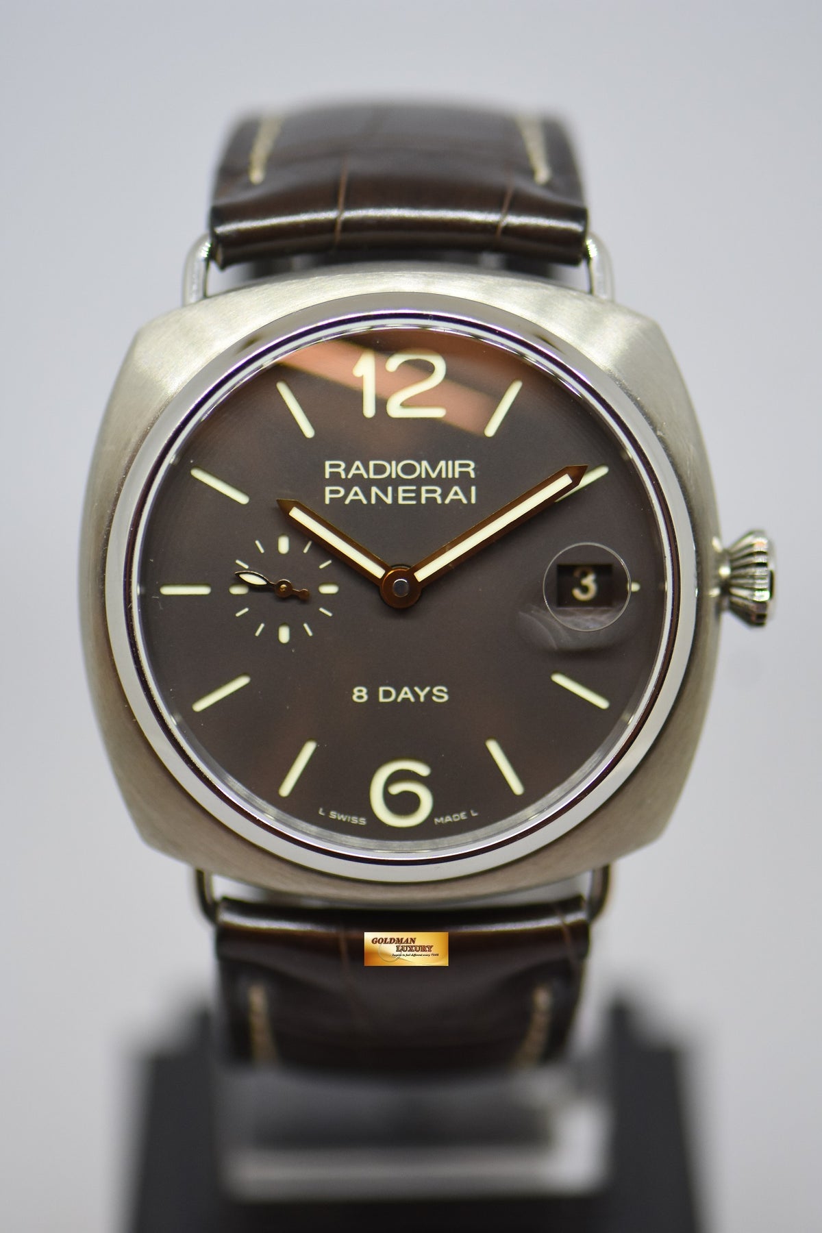 [SOLD] PANERAI RADIOMIR 45mm TITANIUM 8 DAYS POWER RESERVE TOBACCO BROWN DIAL MANUAL WINDING PAM 346 (MINT)