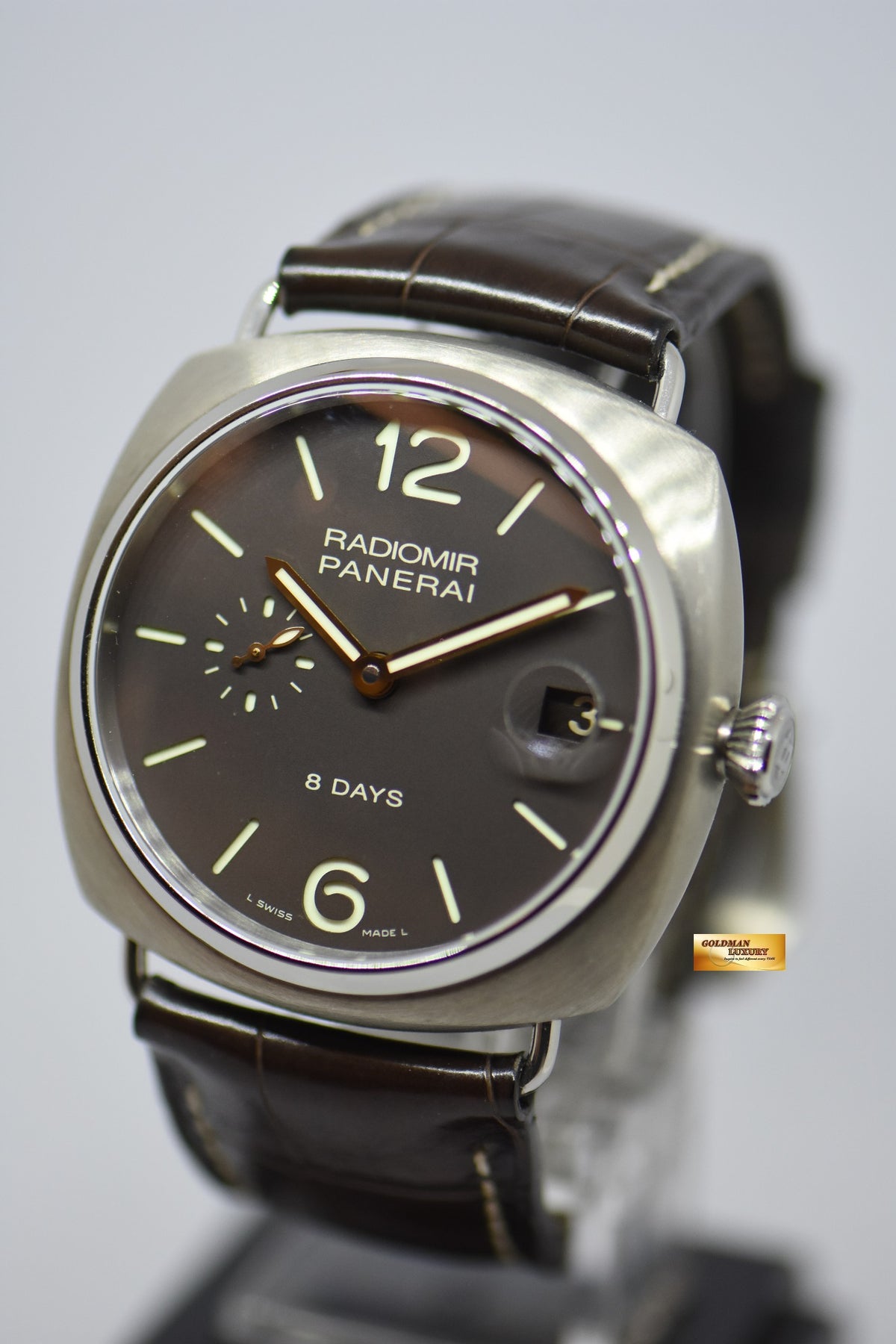 [SOLD] PANERAI RADIOMIR 45mm TITANIUM 8 DAYS POWER RESERVE TOBACCO BROWN DIAL MANUAL WINDING PAM 346 (MINT)