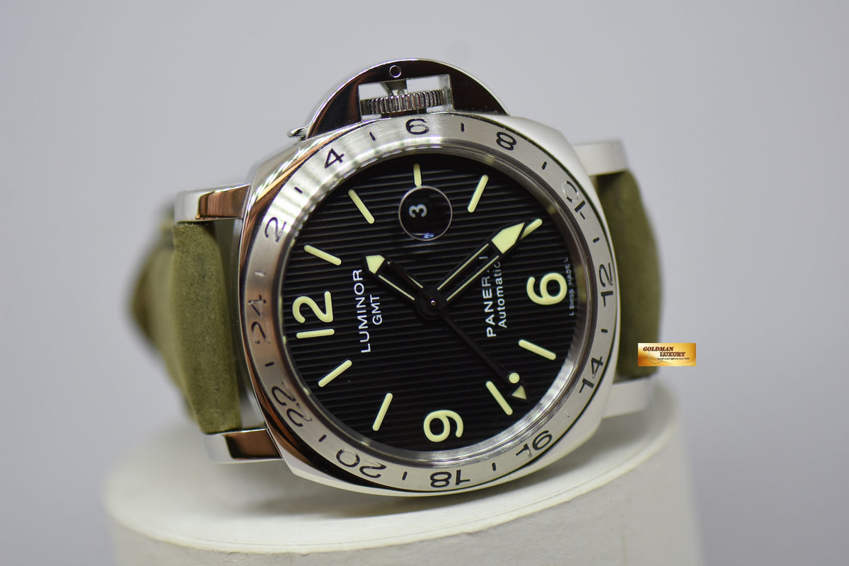 [SOLD] PANERAI LUMINOR GMT TAPESTRY DIAL 44mm STEEL IN LEATHER STRAP AUTOMATIC PAM 29 (MINT)
