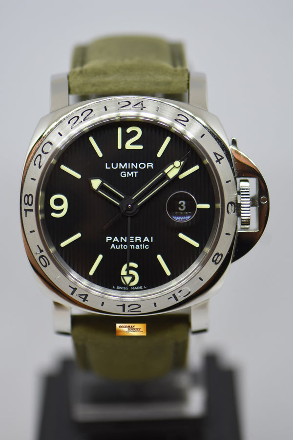[SOLD] PANERAI LUMINOR GMT TAPESTRY DIAL 44mm STEEL IN LEATHER STRAP AUTOMATIC PAM 29 (MINT)