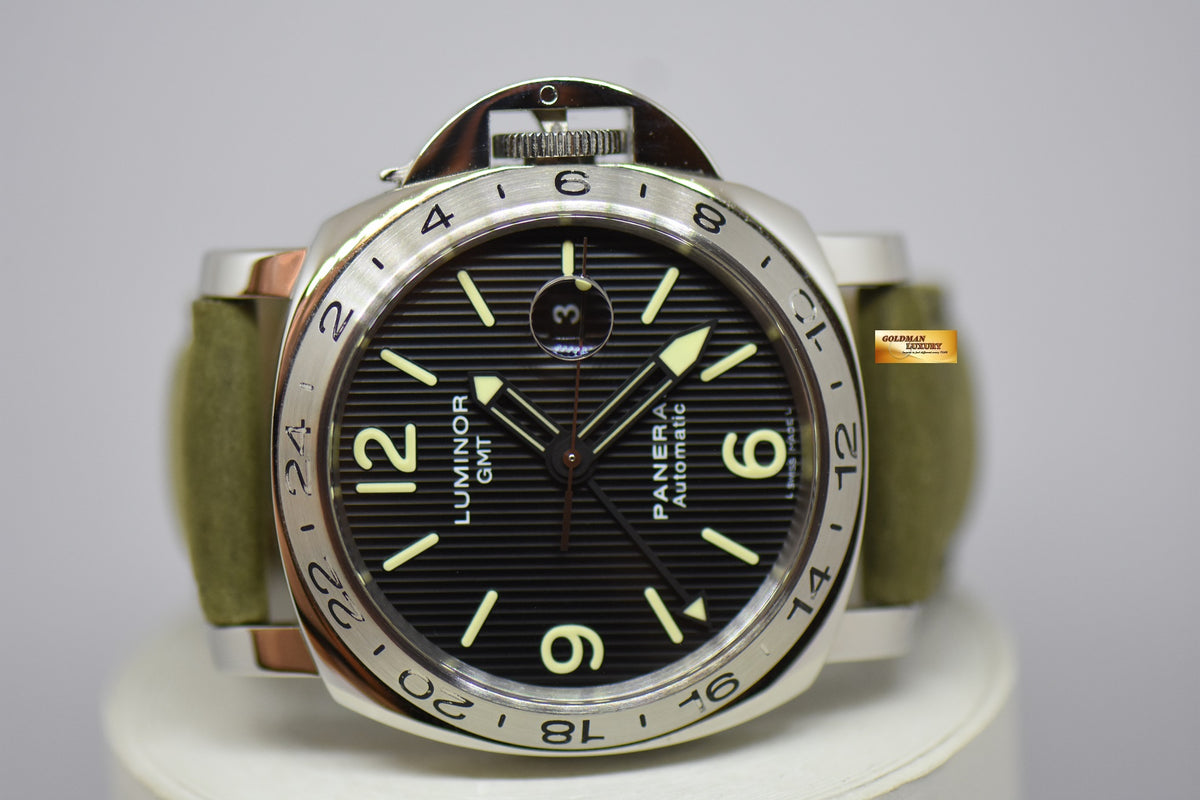 [SOLD] PANERAI LUMINOR GMT TAPESTRY DIAL 44mm STEEL IN LEATHER STRAP AUTOMATIC PAM 29 (MINT)