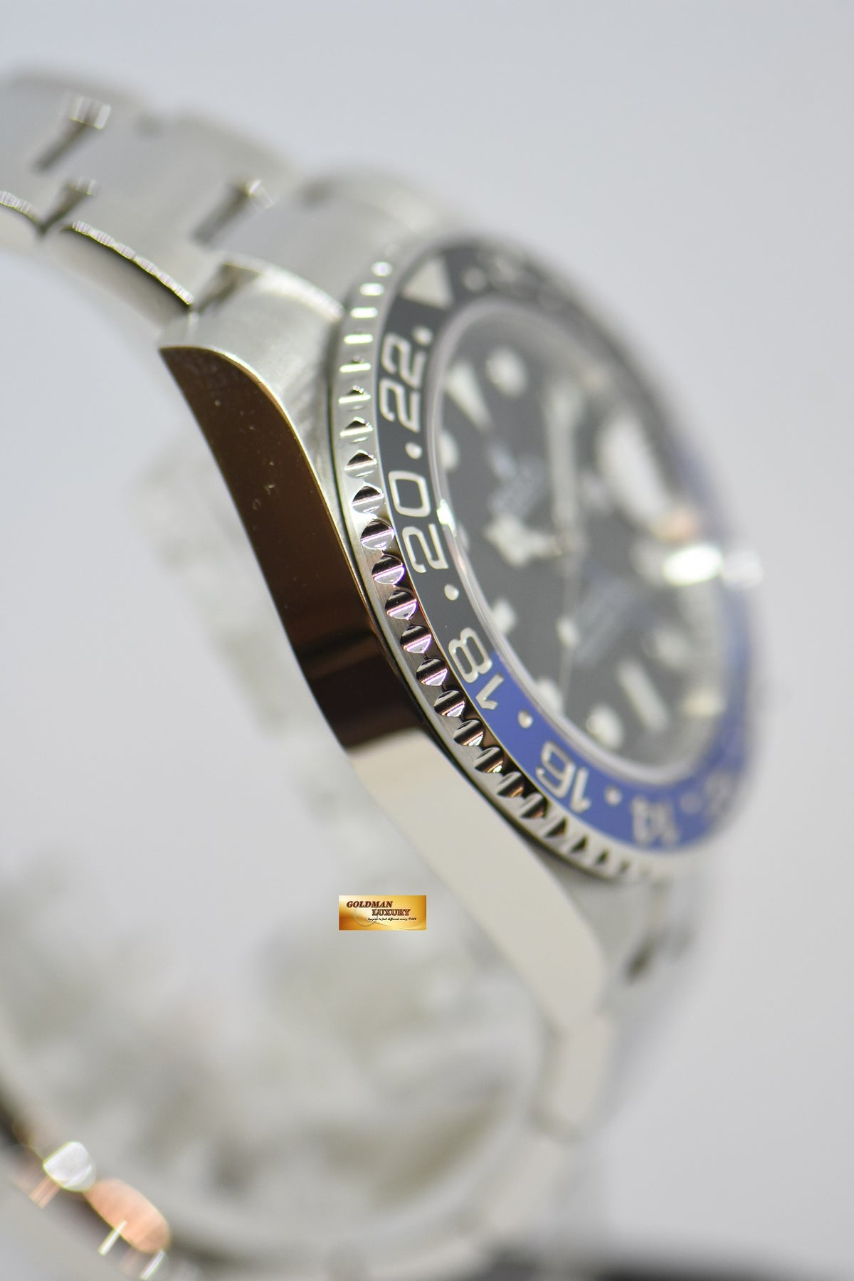 [SOLD] ROLEX OYSTER PERPETUAL GMT-MASTER II “BATMAN” CERAMIC BLUE / BLACK BEZEL OYSTER STEEL BRACELET 116710BLNR (MINT)