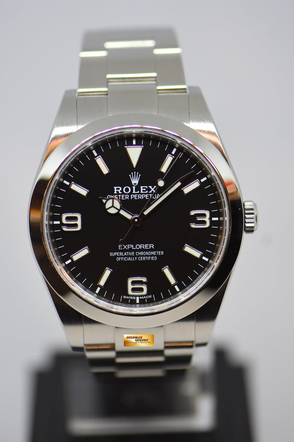 [SOLD] ROLEX OYSTER PERPETUAL EXPLORER 39mm STEEL IN BRACELET BLACK 214270 (LNIB)