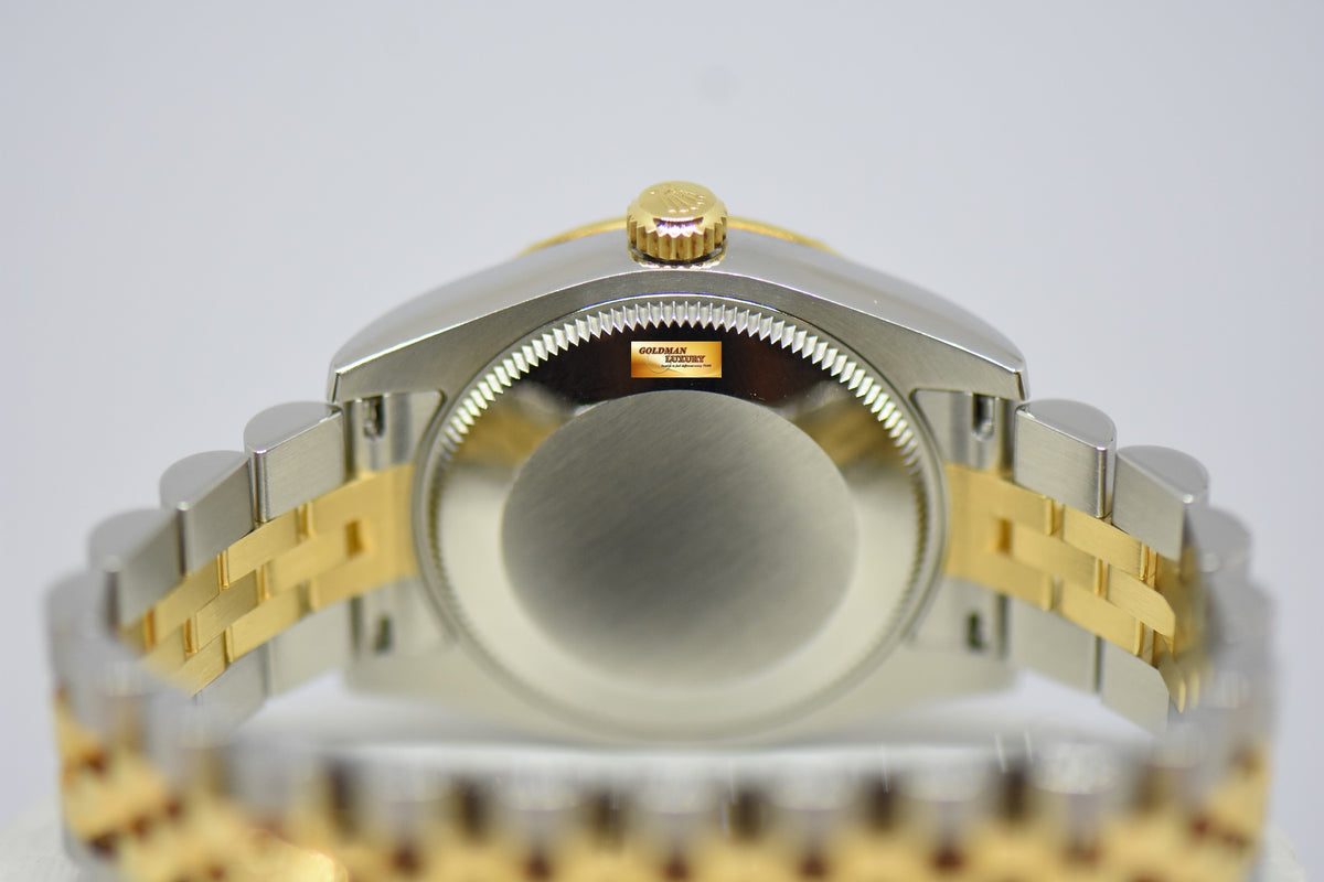 [SOLD] ROLEX OYSTER PERPETUAL DATEJUST 31mm SILVER SUNDUST DIAL HALF-GOLD JUBILEE IN BRACELET ORIGINAL DIAMOND BEZEL 178343 (MINT)